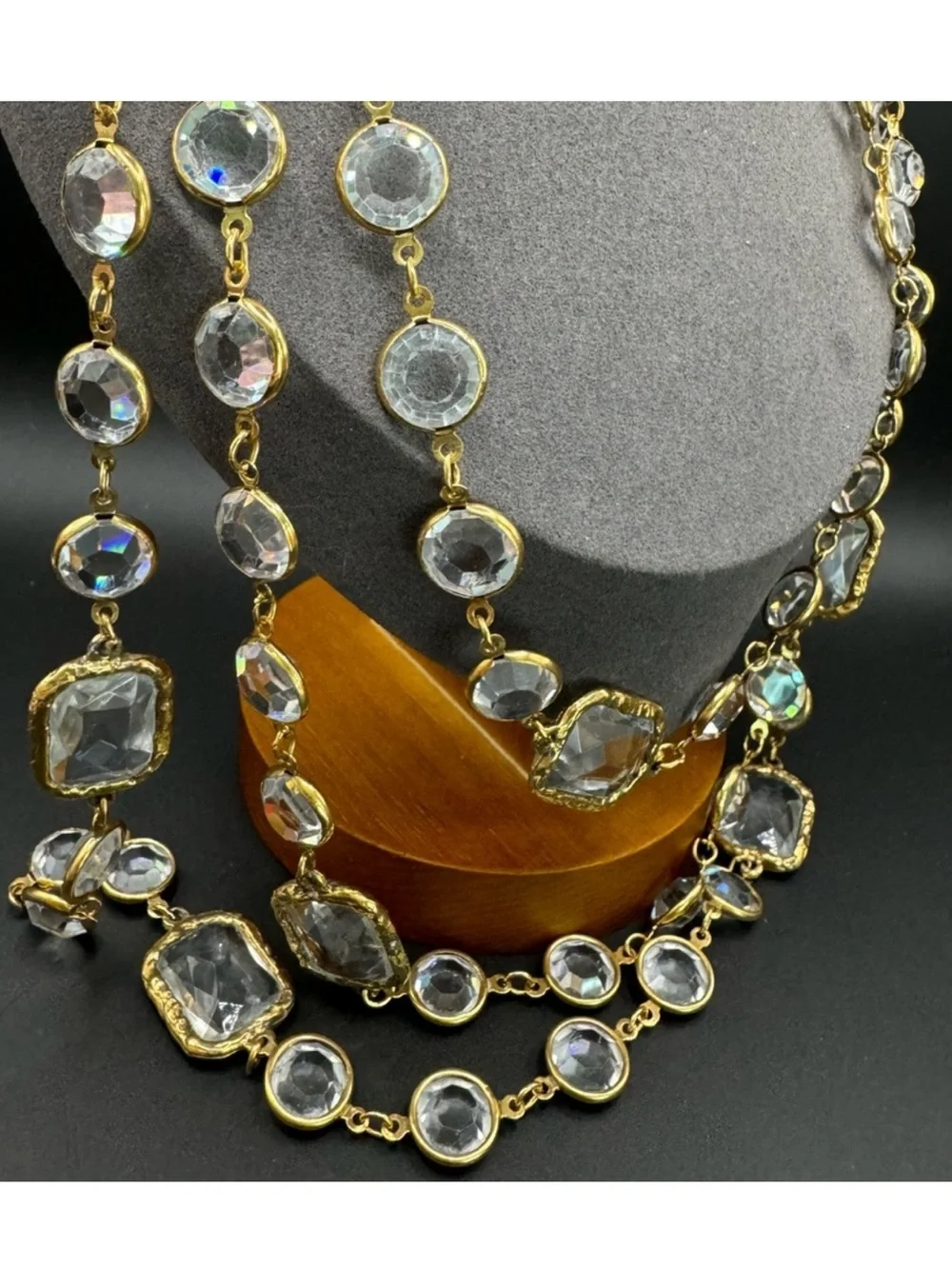 Chanel 24K Gold Plated 1981 Vintage Chicklet Long Opera Necklace, Collectors